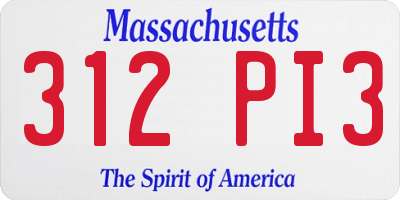 MA license plate 312PI3