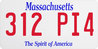 MA license plate 312PI4