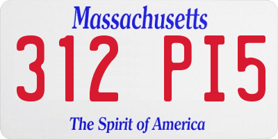 MA license plate 312PI5