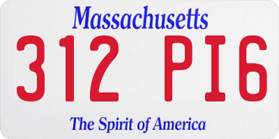 MA license plate 312PI6