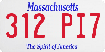 MA license plate 312PI7