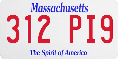 MA license plate 312PI9
