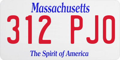 MA license plate 312PJ0