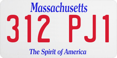 MA license plate 312PJ1