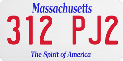MA license plate 312PJ2