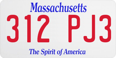 MA license plate 312PJ3