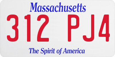 MA license plate 312PJ4