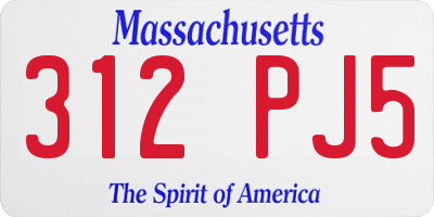 MA license plate 312PJ5