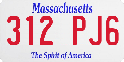 MA license plate 312PJ6