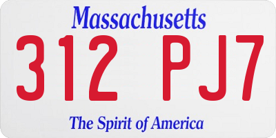 MA license plate 312PJ7