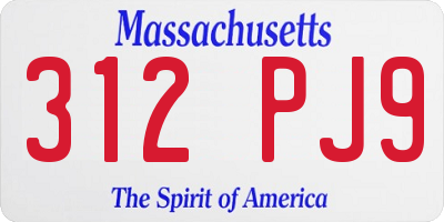 MA license plate 312PJ9