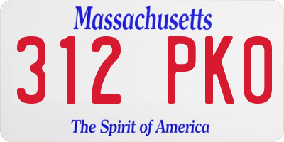 MA license plate 312PK0