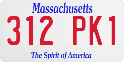 MA license plate 312PK1
