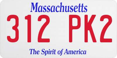 MA license plate 312PK2