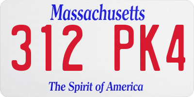 MA license plate 312PK4