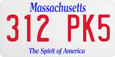 MA license plate 312PK5