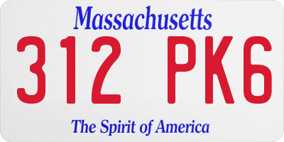 MA license plate 312PK6