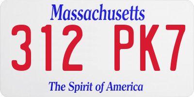 MA license plate 312PK7