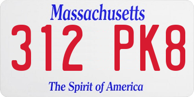 MA license plate 312PK8