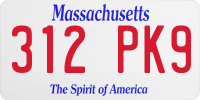 MA license plate 312PK9