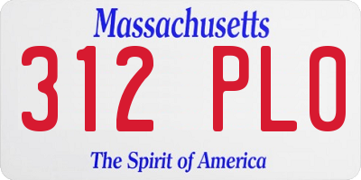 MA license plate 312PL0