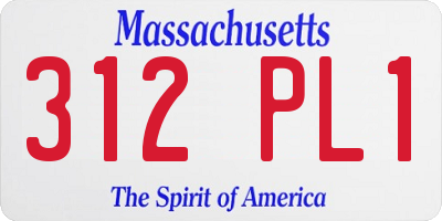 MA license plate 312PL1