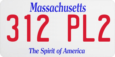 MA license plate 312PL2