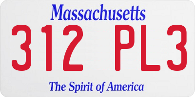 MA license plate 312PL3