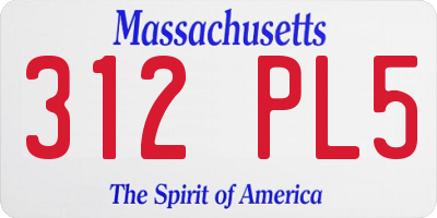 MA license plate 312PL5