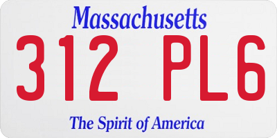 MA license plate 312PL6