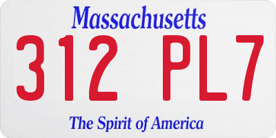 MA license plate 312PL7
