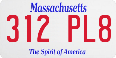 MA license plate 312PL8