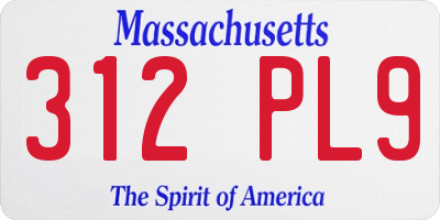 MA license plate 312PL9