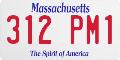 MA license plate 312PM1