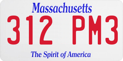 MA license plate 312PM3