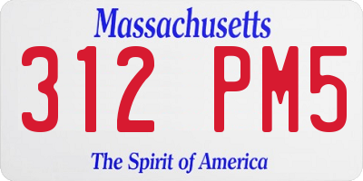 MA license plate 312PM5