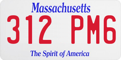 MA license plate 312PM6