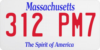 MA license plate 312PM7