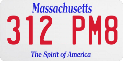 MA license plate 312PM8