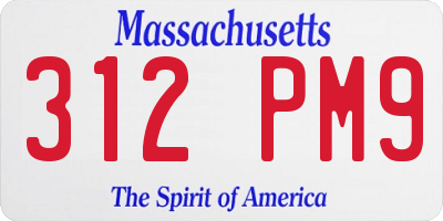 MA license plate 312PM9