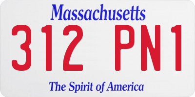 MA license plate 312PN1