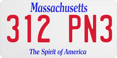 MA license plate 312PN3