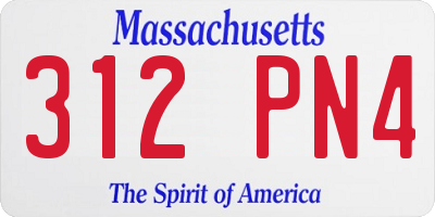MA license plate 312PN4