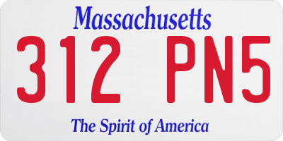 MA license plate 312PN5