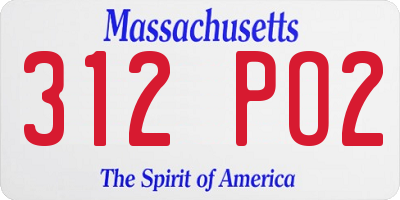 MA license plate 312PO2