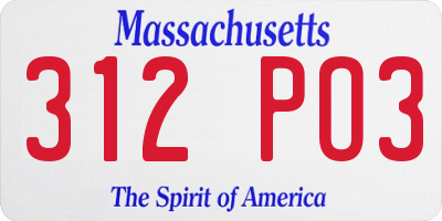MA license plate 312PO3