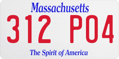 MA license plate 312PO4