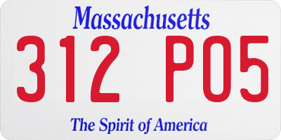 MA license plate 312PO5