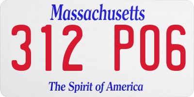 MA license plate 312PO6