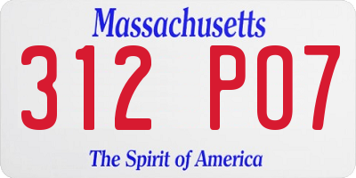 MA license plate 312PO7